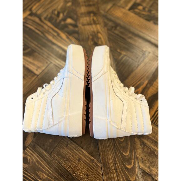 Vans Sk8 Hi Stacked High Top Platform Sneakers White Shoes Women 7 Skateboarding - Picture 16 of 16